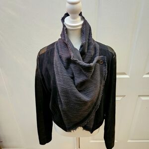 NEW MISS BE by Emmanuelle Blanc Dark Brown Vegan Leather Cotton Wrapped Jacket S